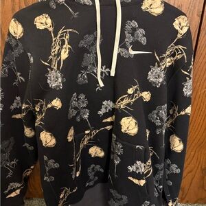 Nike Black Hoodie with Floral Accents